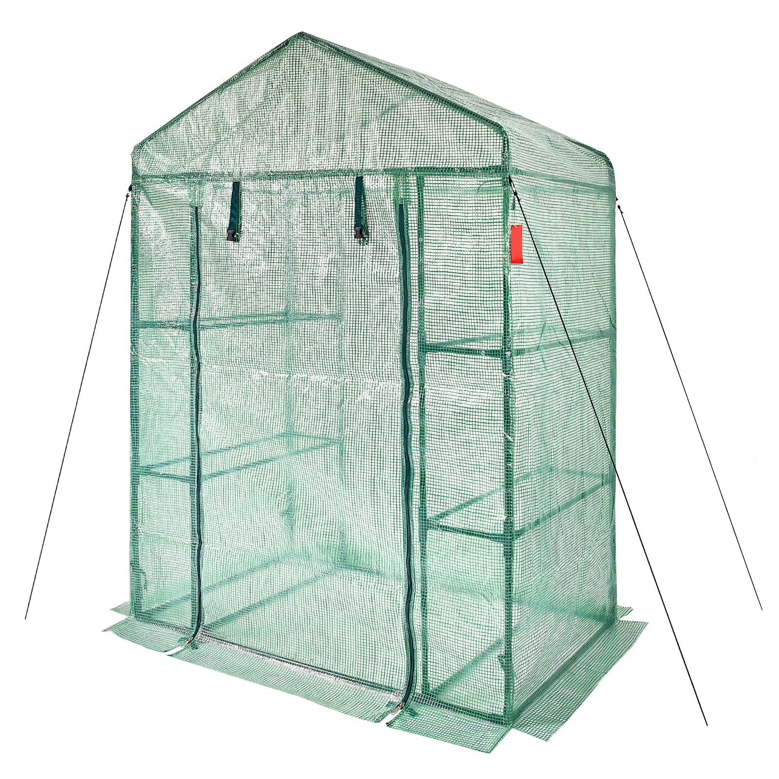 Walk-in Green House, 4.6 X 2.4 X 6.7 Ft, Greenhouse With Shelves, High Strength PE Cover With Doors, Windows And Steel Frame, Set Up In Minutes, For Planting And Storage_maomaolike.com